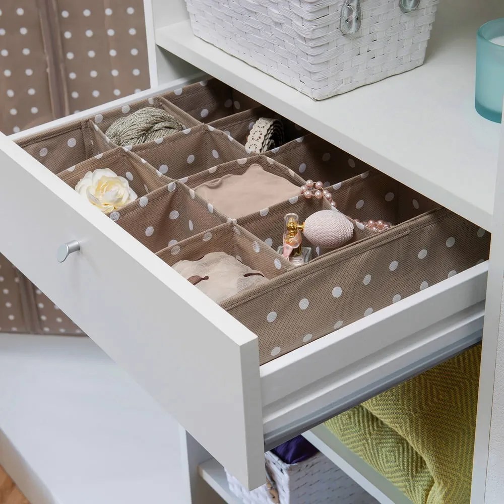 Beżowy organizer do szuflady z 16 przegródkami Compactor Dots