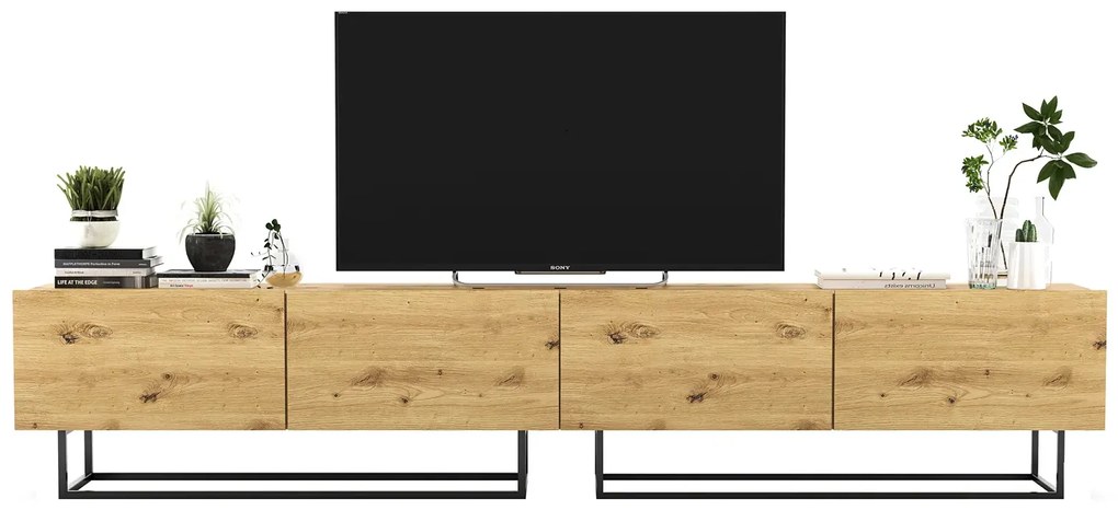 Zestaw szafek rtv na nóżkach dąb artisan - Merol 9X