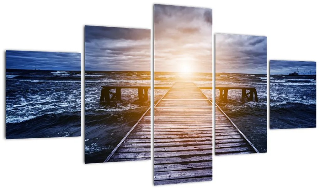 Obraz molo ze słońcem (125x70 cm)