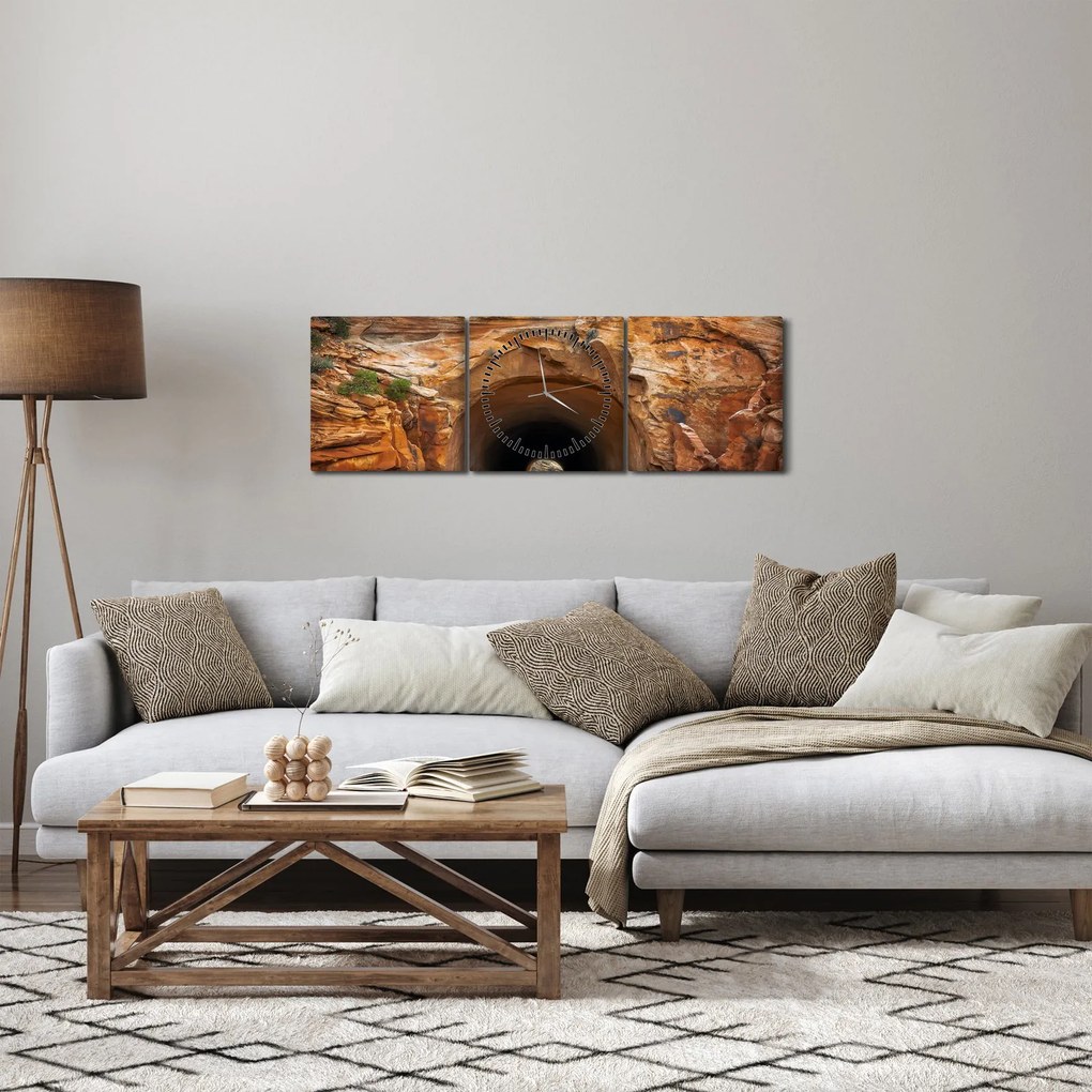 Obraz - tunel w skale (z zegarem) (90x30 cm)