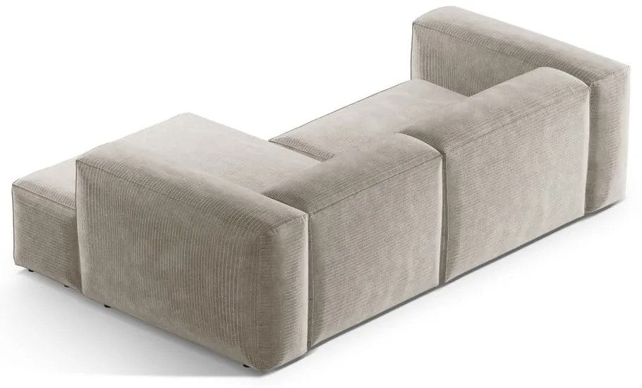 Beżowy sztruksowy narożnik (prawostronny/z szezlongiem) Bergamo – Cosmopolitan Design