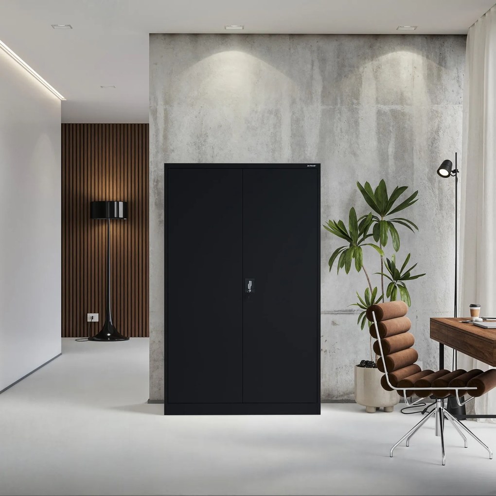 Szafa biurowa na akta szeroka Jan II 115x40x185 cm, czarna