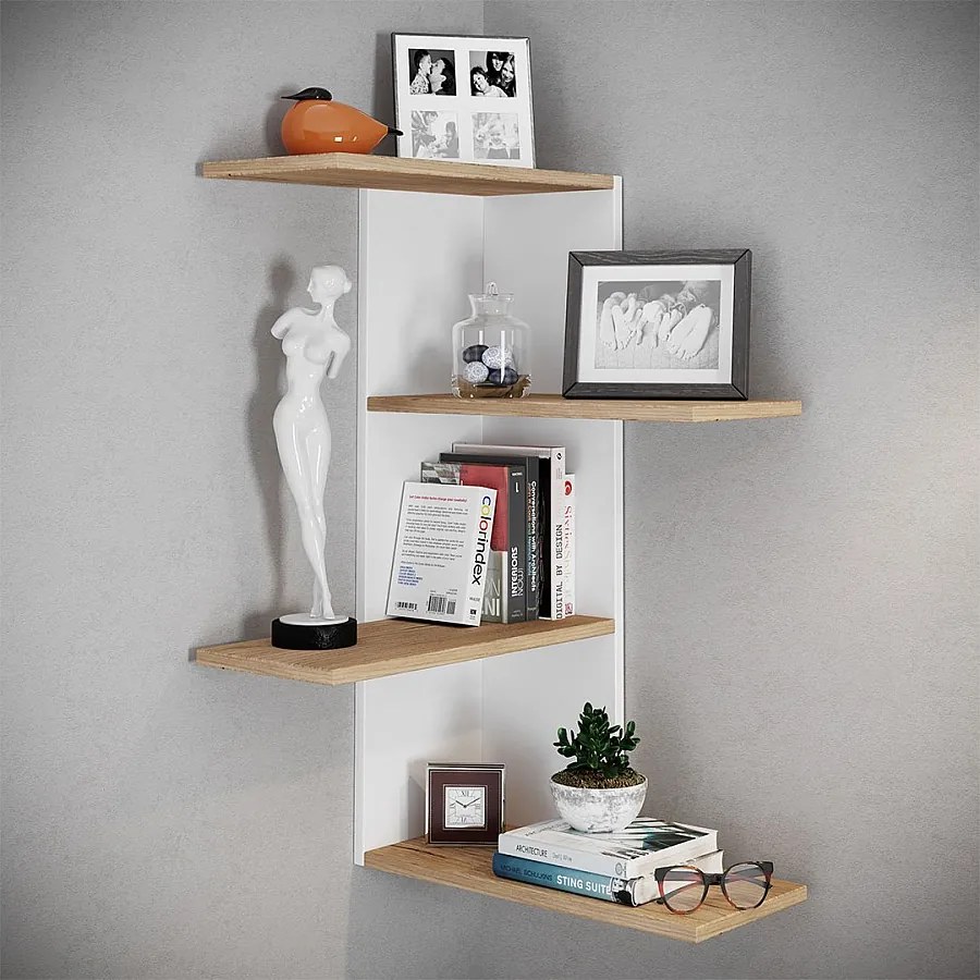 Drewniana półka ścienna Półka narożna Półka Balos