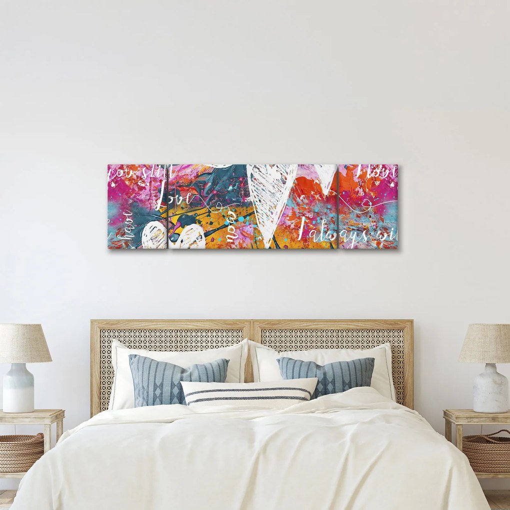 Obraz - Serce na abstrakcyjnym tle (170x50 cm)