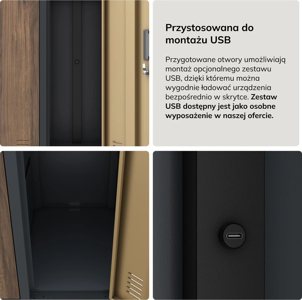 Szafa socjalna ubraniowa 10-drzwiowa antracytowa/orzech, 1360x1720x450 mm: BARTEK Eco Design