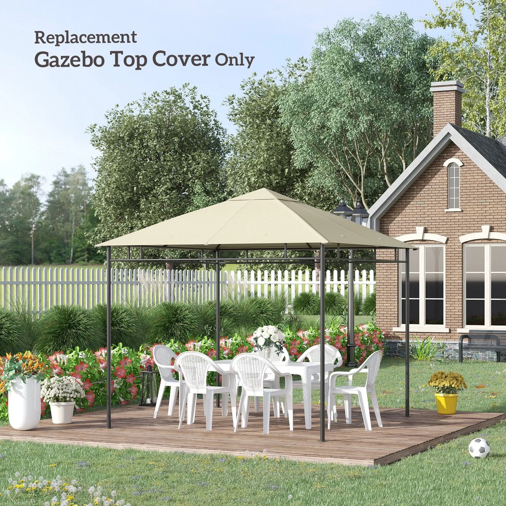 Outsunny Dach zamienny do pawilonu 3x3m wodoodporny z 8 otworami odpływowymi, kremowo-biały | Aosom PL