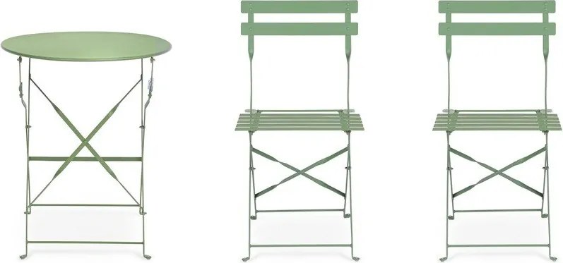 Szałwiowy stalowy zestaw mebli ogrodowych dla 2 osób Austin – Bizzotto