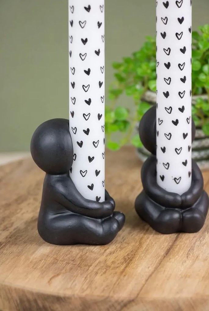 Zestaw 2 kamionkowych świeczników IDEAS 4 SEASONS, czarny