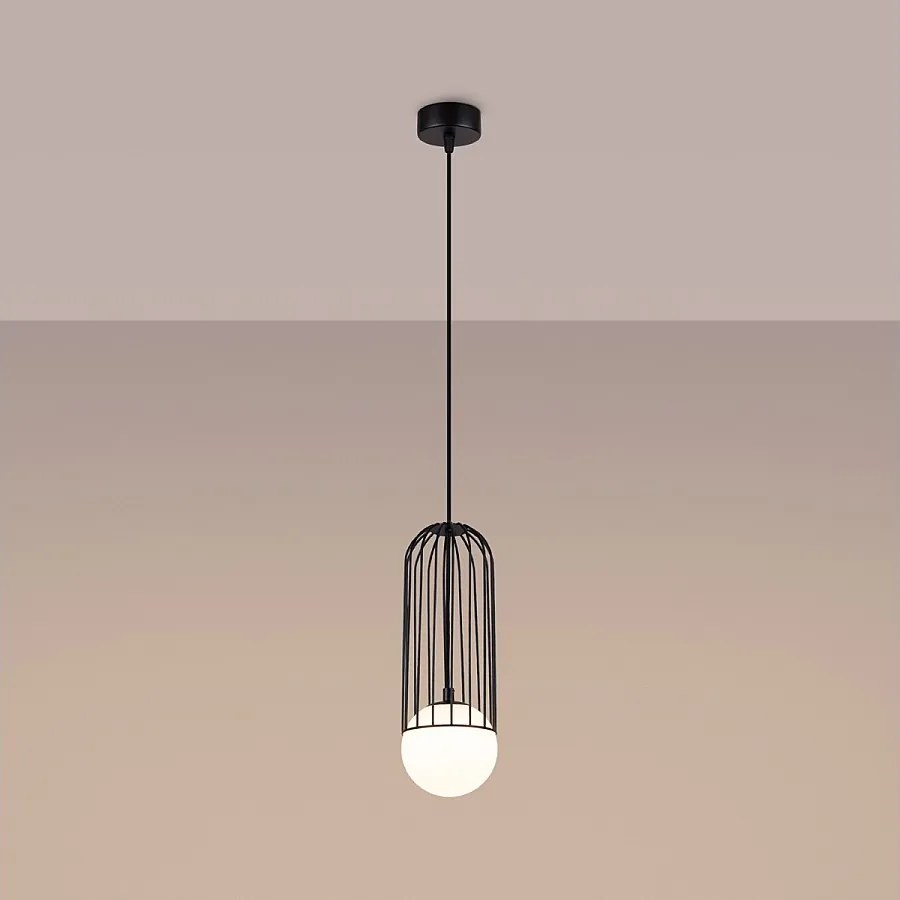 Lampy wiszące nowoczesny Zynex, stal - 1 źródło światła 3000K - L.12 x H.115 cm - czarny