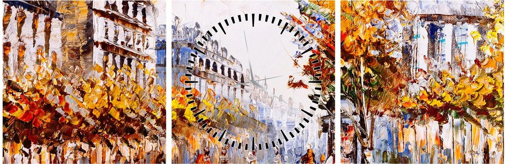 Obraz - Ulica w Paryżu (z zegarem) (90x30 cm)