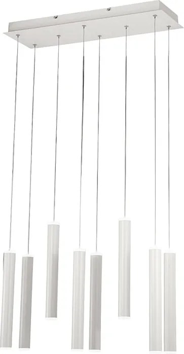 Lampa wisząca Fabas Luce Prado 8-punktowa - 52W ściemnialna dioda LED - matowa biel, design liniowy