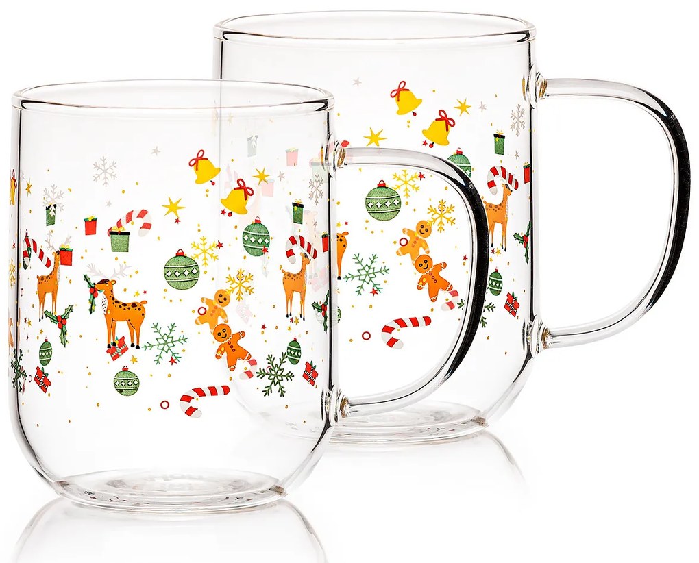 4Home Kubek szklany Hot&Cool Christmas time 350 ml, 2 szt.