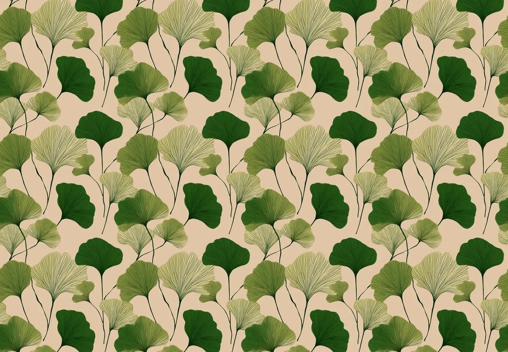 Fototapeta - Zielone liście miłorzębu (196x136 cm)