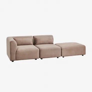 Sofa Modułowy Narożny 2-częściowy Z Pufem Fogler Sztruks Brąz Karmelowy - Sklum