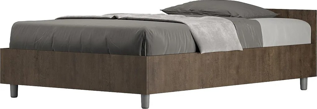 Łóżko wyposażone w stelaż z listwami z pojemnikiem 120x190 orzech Nuamo