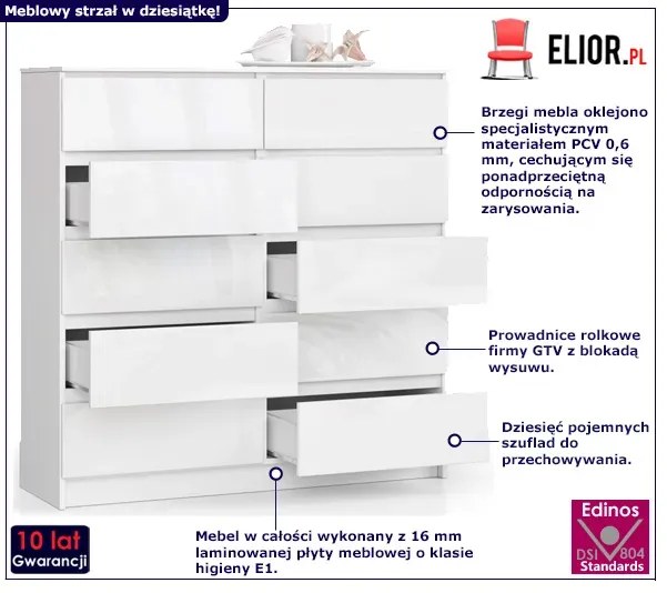 Biała komoda w połysku z szufladami S5-F77