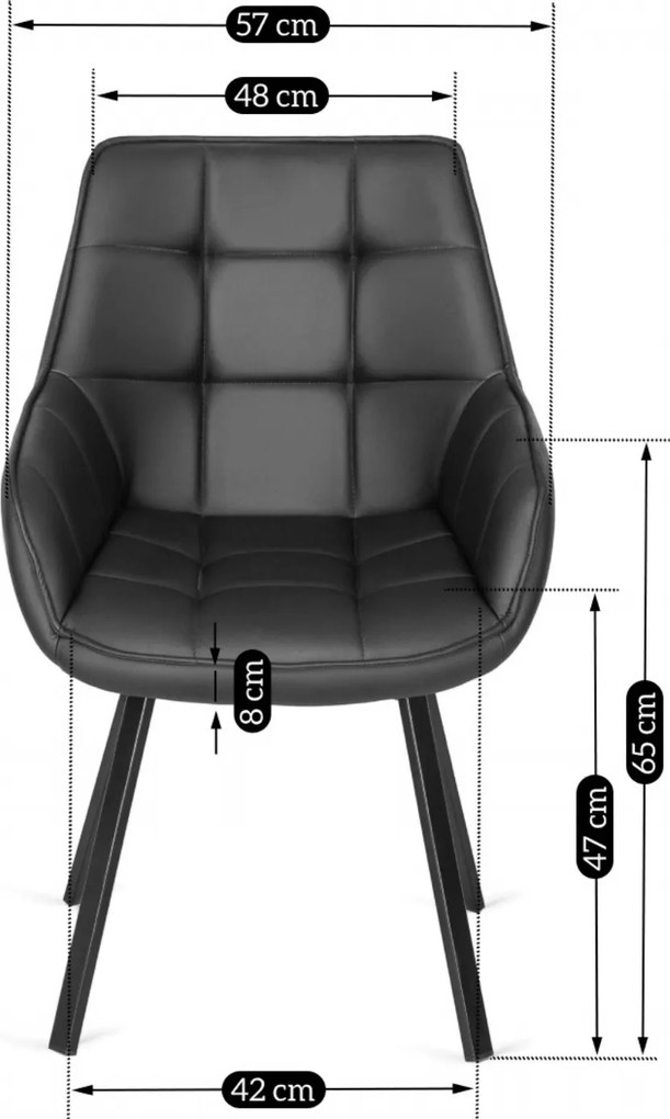 Krzesło Tapicerowane Obrotowe do Salonu LUNA Czarne Ekoskóra Nowoczesne Loft