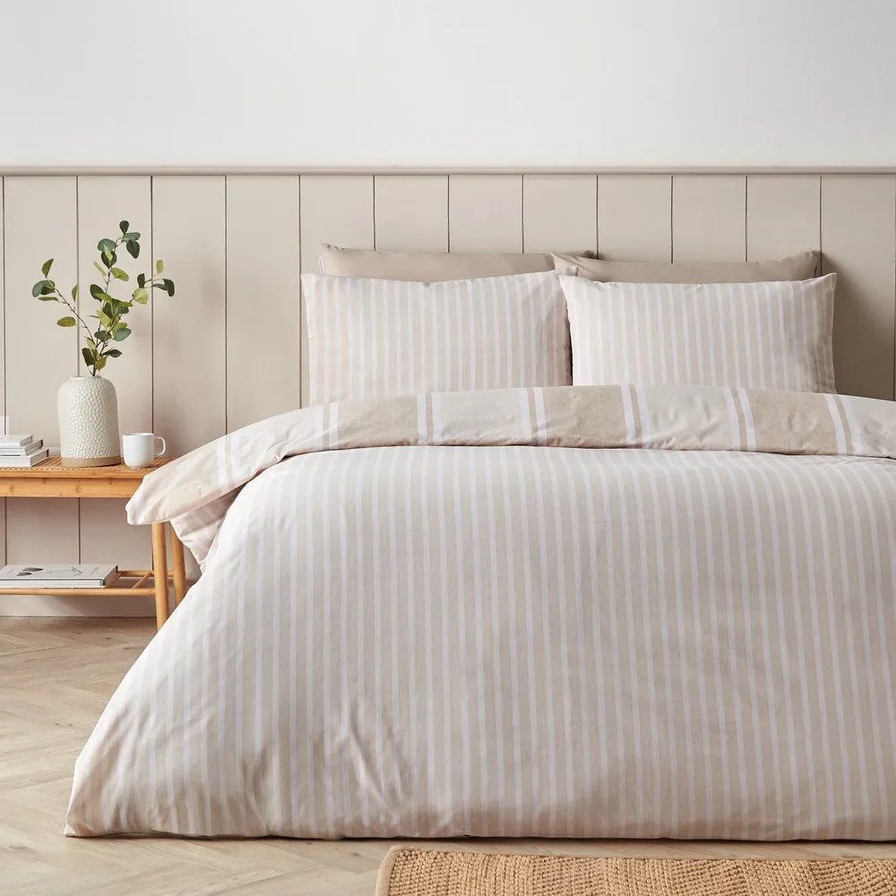 Beżowa pościel jednoosobowa 135x200 cm Banded Stripe – Catherine Lansfield