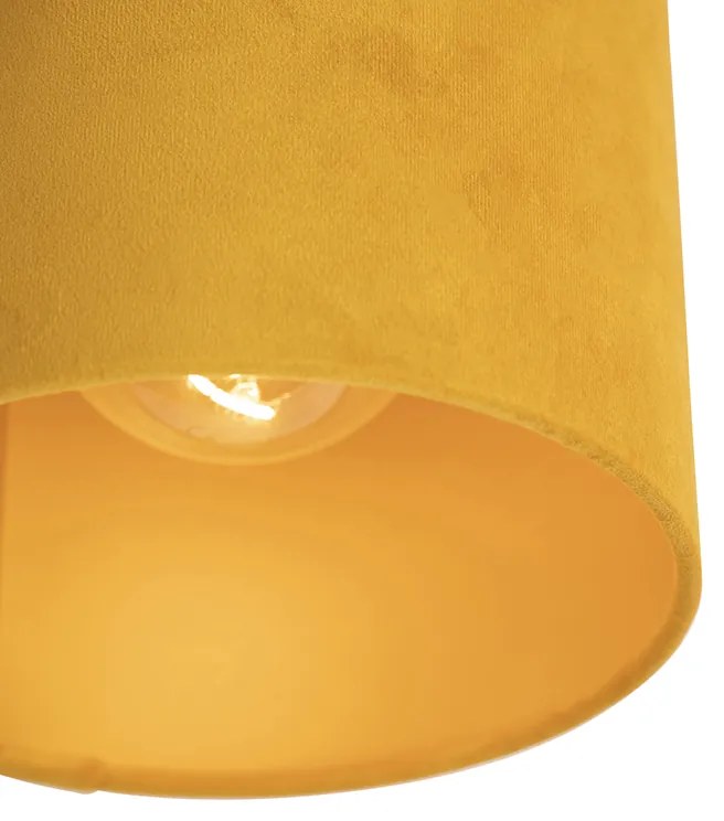 Lampa sufitowa z abażurem z weluru ochrowym ze złotem 20 cm - Combi BlackWiejski/ Rustykalny / Vintage Oswietlenie wewnetrzne