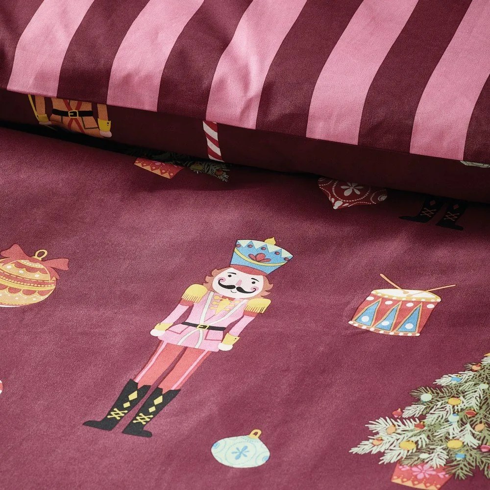 Różowo-fioletowa pościel dwuosobowa 200x200 cm Nutcracker Stripe – Catherine Lansfield