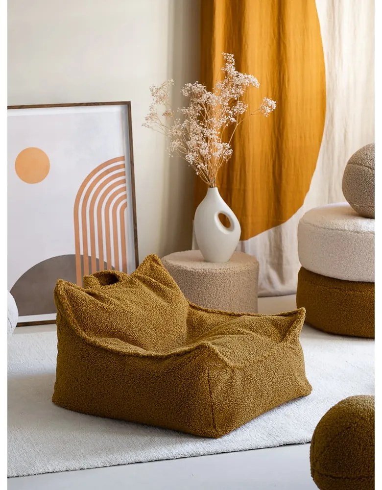 Brązowy dziecięcy worek do siedzenia z materiału bouclé Chair – Wigiwama