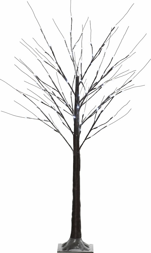 HOMCOM Sztuczna Brzoza z Oświetleniem LED, 96 ciepłych białych Mikro-LEDów, 150 cm, Brązowa