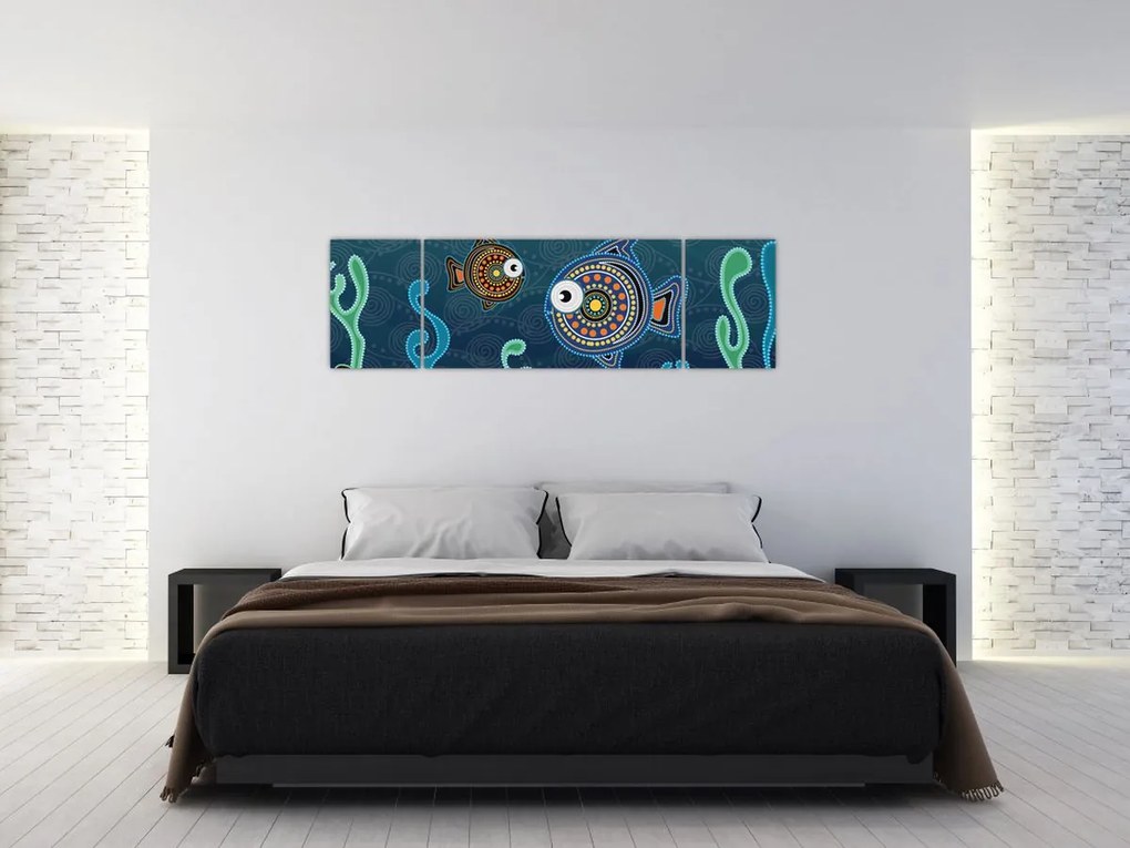 Obraz - Malowane ryby (170x50 cm)