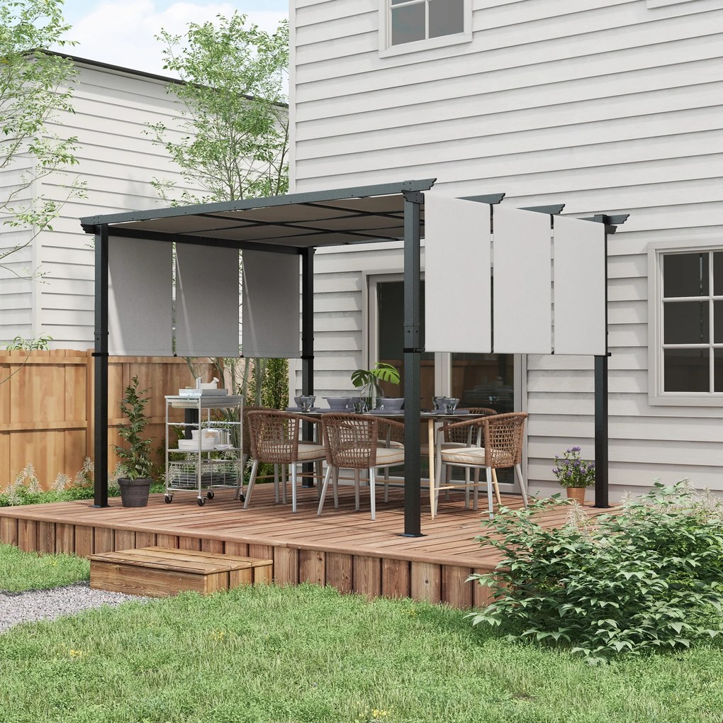 Outsunny Markiza przeciwsłoneczna. Pergola, odporna na warunki atmosferyczne, w zestawie materiały montażowe, 3 x 3,5 m, ciemnoszary | Aosom PL