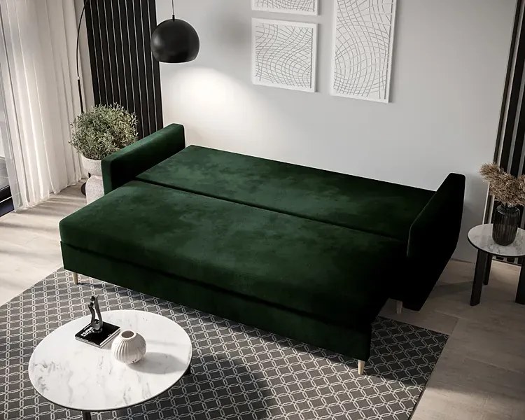 Sofa rozkładana zieleń butelkowa - Ahmo