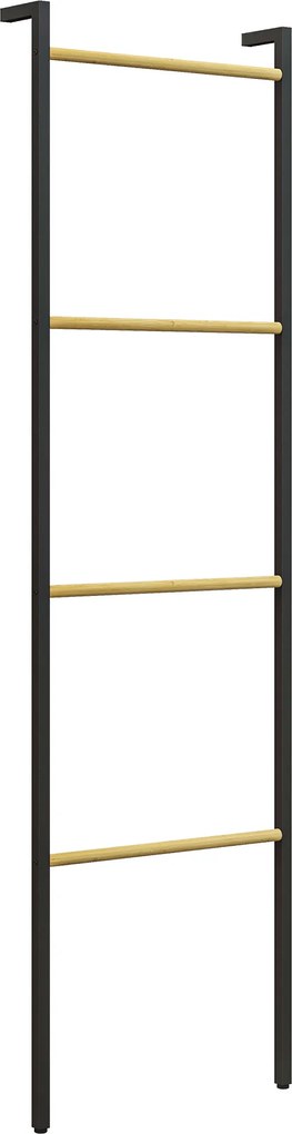 HOMCOM Stojak na ręczniki, wolnostojący, 4 szczeble, 49x5,5x167,5 cm, Czarny/Natur