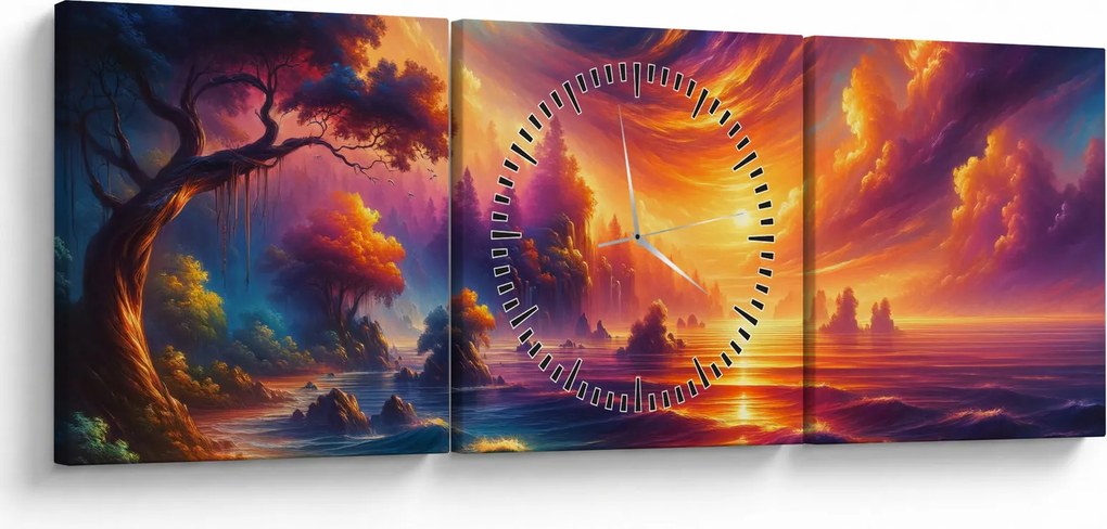 Obraz - Magiczny świat (z zegarem) (90x30 cm)