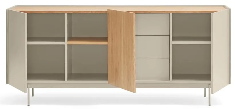 Beżowo-naturalna niska komoda w dekorze dębu 180x78 cm Otto – Teulat