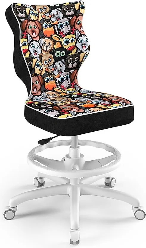 Ergonomiczne krzesło do biurka Petit White rozmiar 6 (159-188 cm) z podnóżkiem i wzorami
