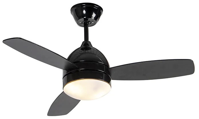 Czarny Wentylator sufitowy z lampą z drewnianym nadrukiem 96 cm z pilotem - Rotar Nowoczesny Oswietlenie wewnetrzne