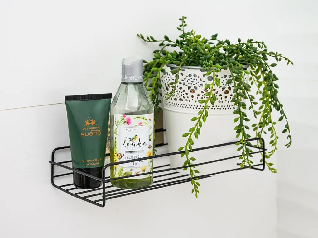 Półka łazienkowa bez wiercenia VIENTO, czarna