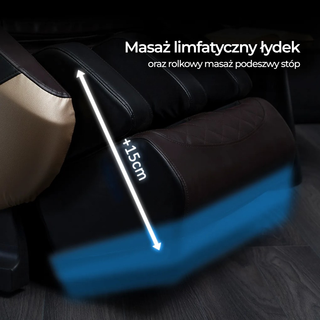 Fotel Masujący QX ULTRA PRO Wypoczynkowy Relaksacyjny Brązowy Ekoskóra Nowoczesny