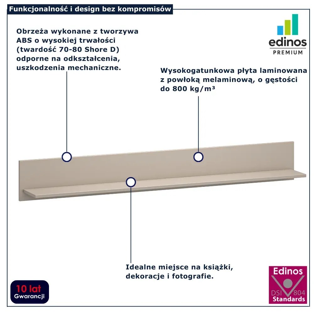 Minimalistyczna półka ścienna taupe M9-H30