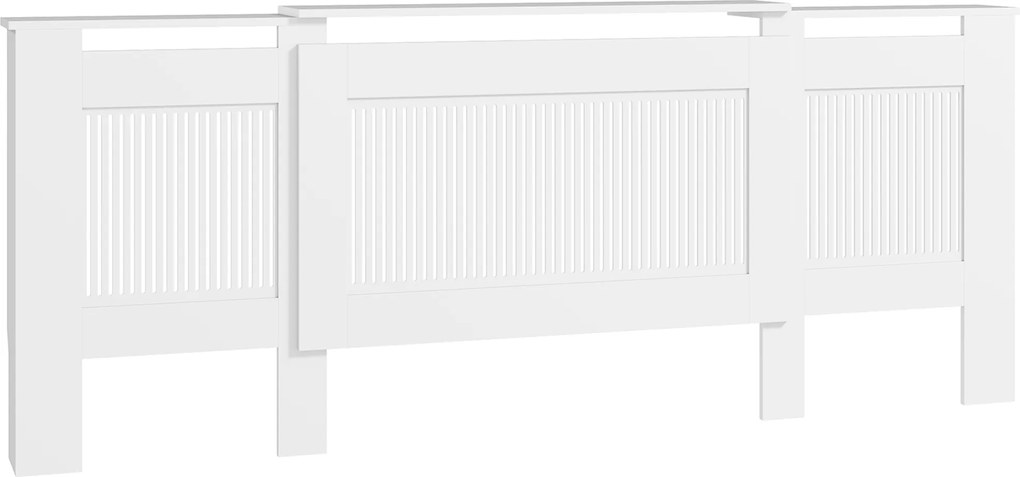HOMCOM Osłona grzejnika, design z lamelami, regulowana długość 125-201 cm, MDF, Biała