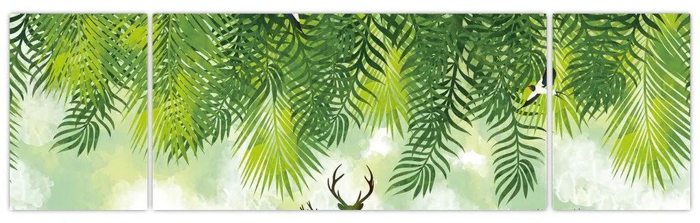Obraz - Jeleń w lesie (170x50 cm)
