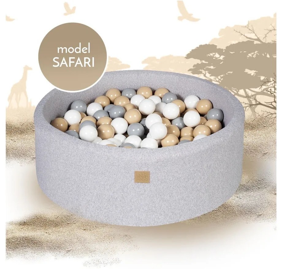 Szary sztruksowy basen z kulkami ø 90x30 cm Montessori – Meowbaby