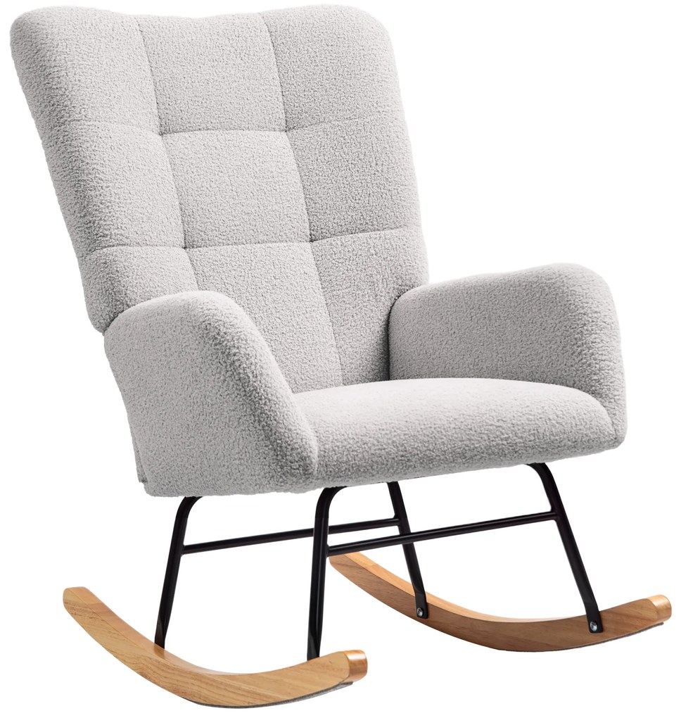 HOMCOM Fotel huśtawkowy, miękki pokrowiec, grube poduszki, antypoślizgowy, Jasnoszary