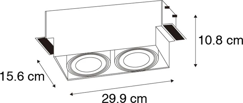 Wpuszczany reflektor biały GU10 AR111 bez obramowania 2-światła - Oneon