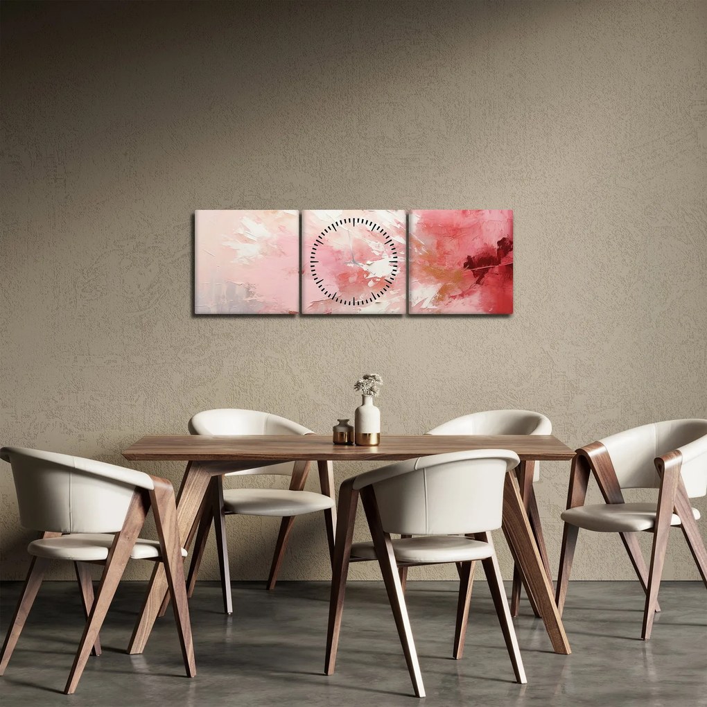 Obraz - Różowa abstrakcja (z zegarem) (90x30 cm)