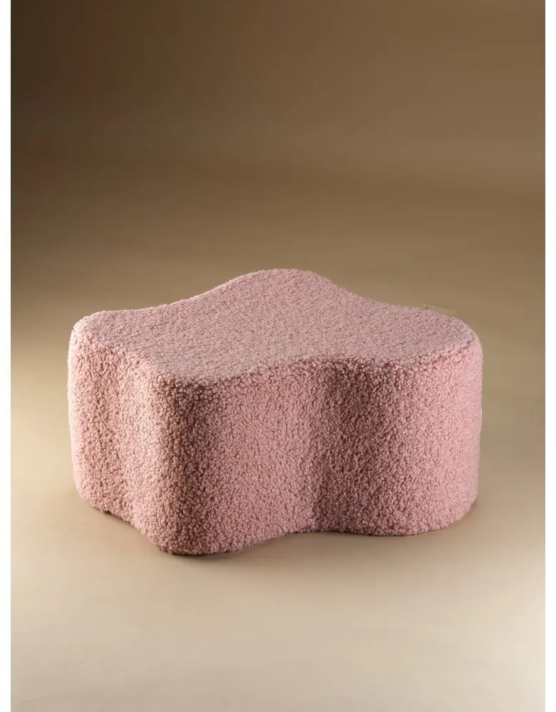 Różowy puf dziecięcy z materiału bouclé Cloud – Wigiwama