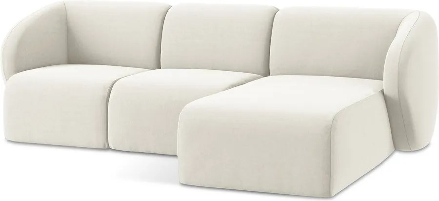 Beżowy aksamitny narożnik (prawostronny/z szezlongiem) Lani – Makamii