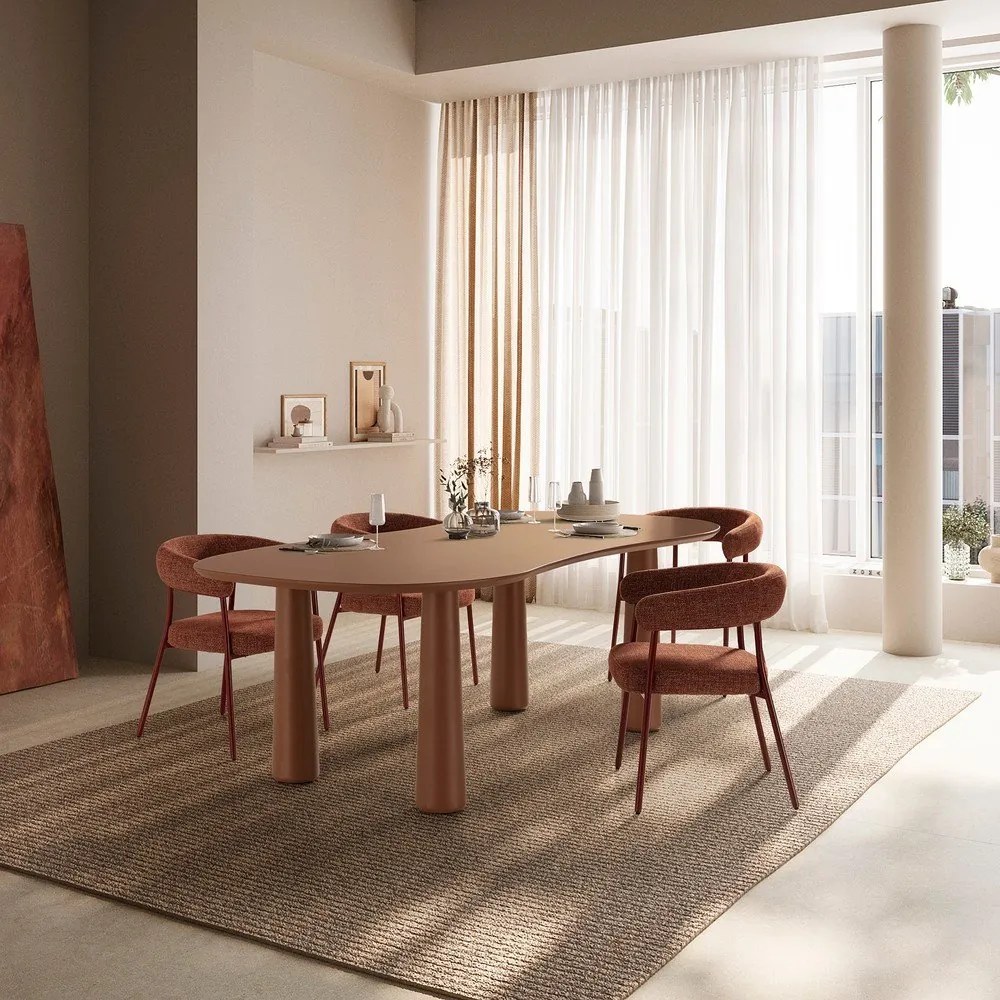 Tapicerowane fotele jadalniane zestaw z podłokietnikami 2 szt. w kolorze terakoty Yuri – MOME