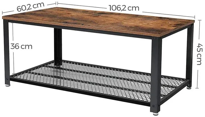 Industrialny stolik do salonu z półką - Vami