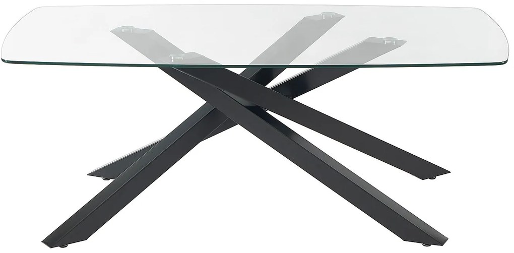 Stół do jadalni dla 8 osób ze szkła hartowanego i czarnego metalu - Przezroczysty - METRILIA