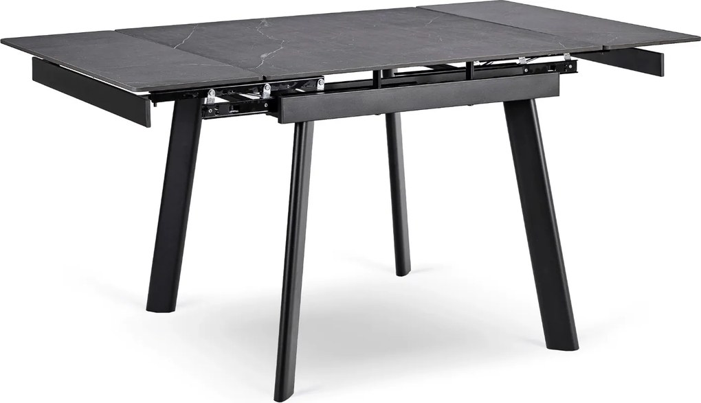 Stół jadalniany rozkładany Lares 90-150 cm ceramiczny, czarny marmur/czarny