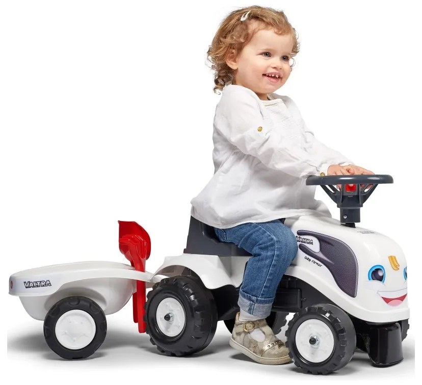 Falk traktorek baby valtra biały z przyczepką + akc. od 1 roku